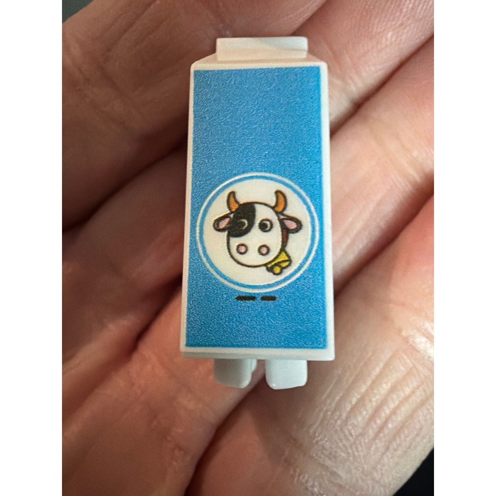 Barbie Doll Accessory White Milk Carton Blue‎ Cow Label Miniature Kitchen Toy